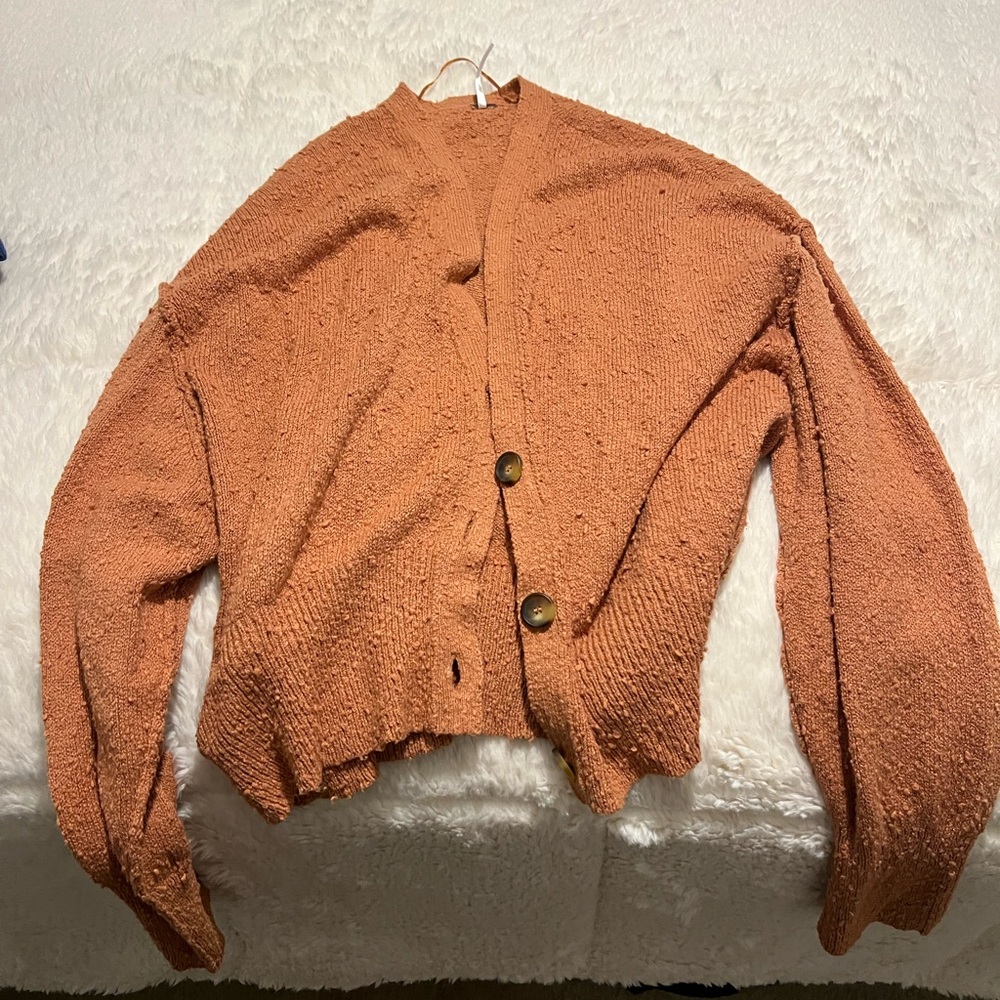 Free People Orange Cardigan Sweater